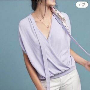 Anthropologie Lilac Purple Dolman Rambuteau Surplic Faux Wrap Top Size S